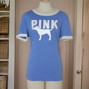 PINK SHORT SLEEVE DOG LOGO CAMPUS TEE